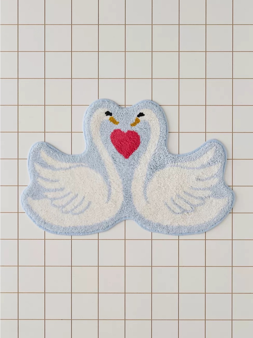 Urban Outfitters Swan Heart Bath Mat NWT - Picture 2 of 9